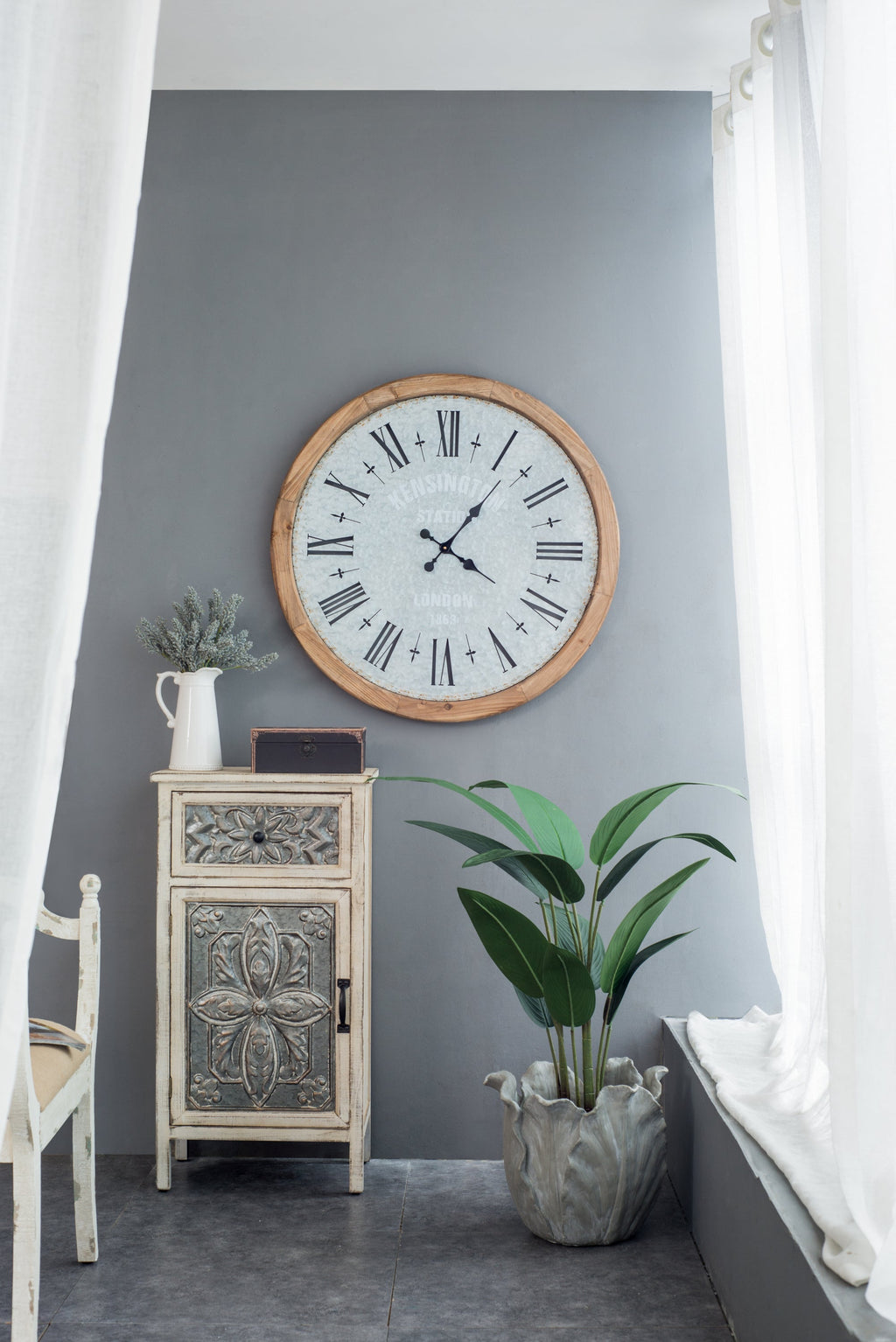 D32.3' Grant Oversized Wall Clock with Fir Wood Frame
