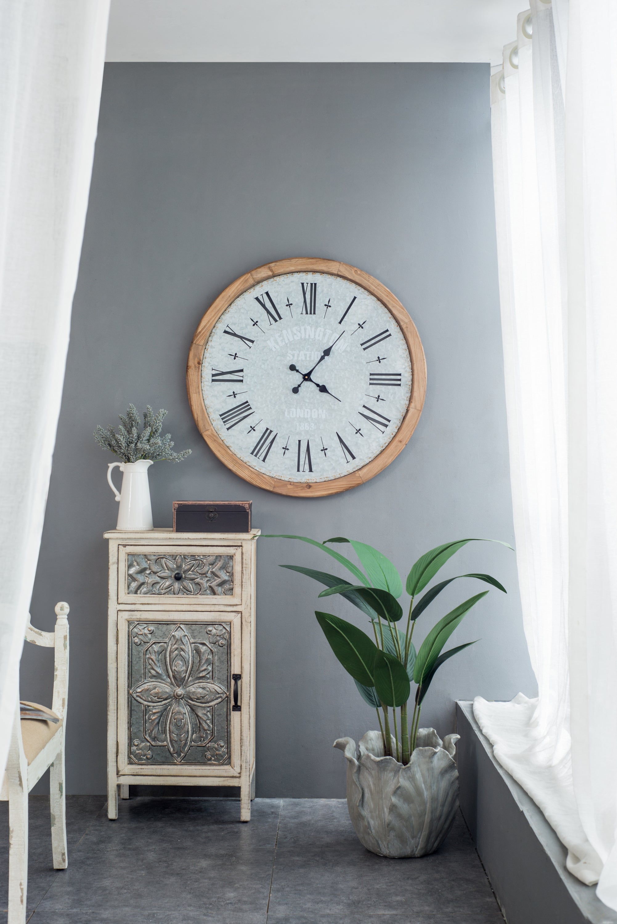 D32.3' Grant Oversized Wall Clock with Fir Wood Frame