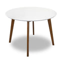 Alina Contemporary Dining Table with Smooth White Finish and Solid Wood Base 43' Diameter X 29.5' H Kitchen Dining Room Circle Dinner Pedestal Table
