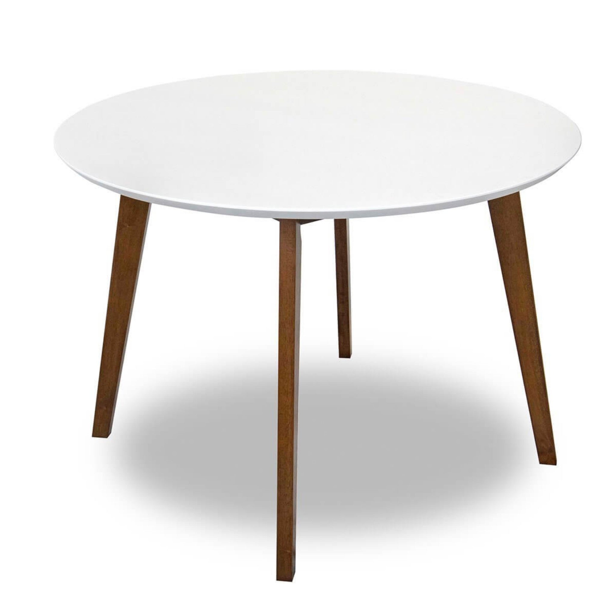 Alina Contemporary Dining Table with Smooth White Finish and Solid Wood Base 43' Diameter X 29.5' H Kitchen Dining Room Circle Dinner Pedestal Table