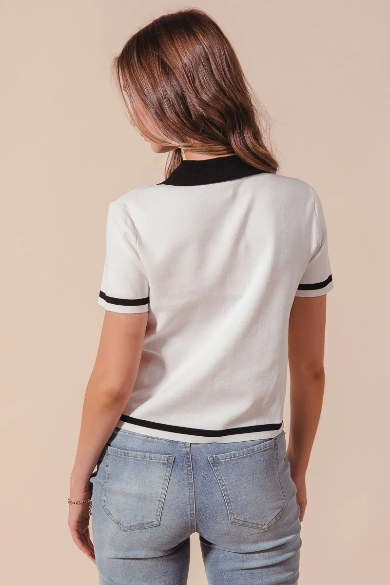 SO ME Button Down Knitted Sweater Shirt Top