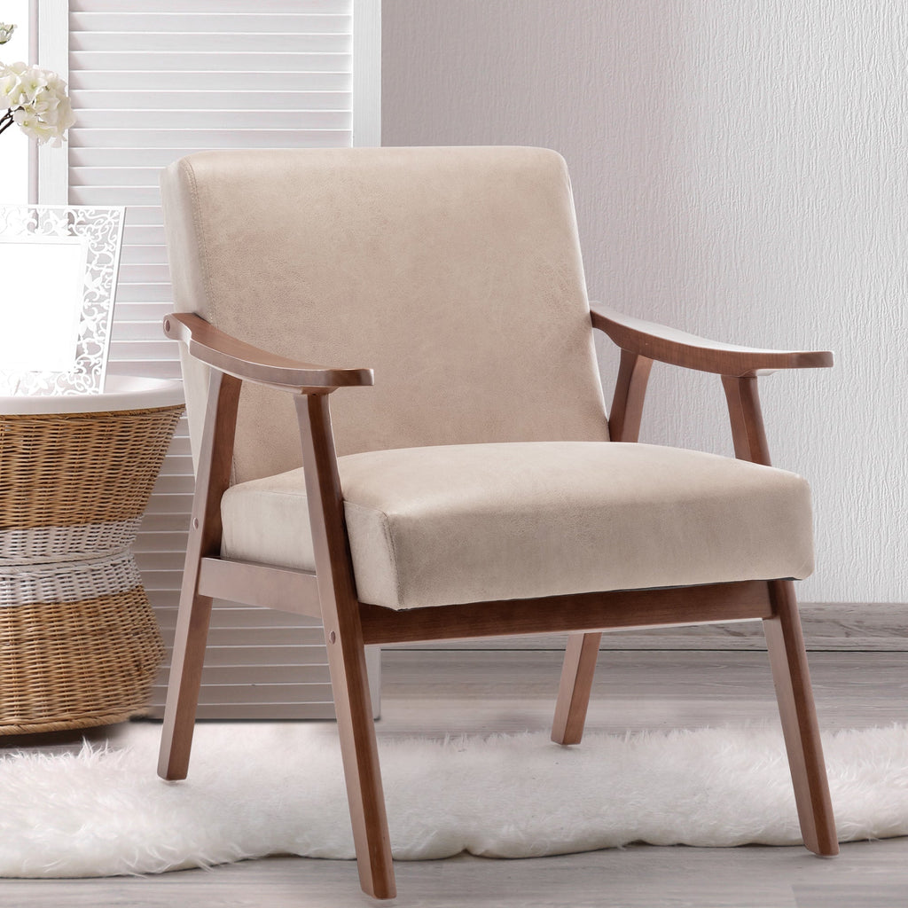 Mid-Century Modern Chair, Living Room Chair with Solid Wood Frame, Accent Chair Extra-Thick Backrest, Wingback Chair for Bedroom, Reading Room, Living Room, Lounge Chair Indoor