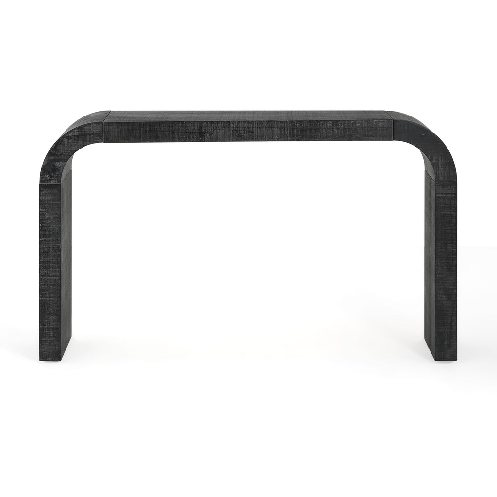 Mirod 52' Wood Console Table with Curved Edge, Natural Texture, Perfect for Entryways and Living Rooms