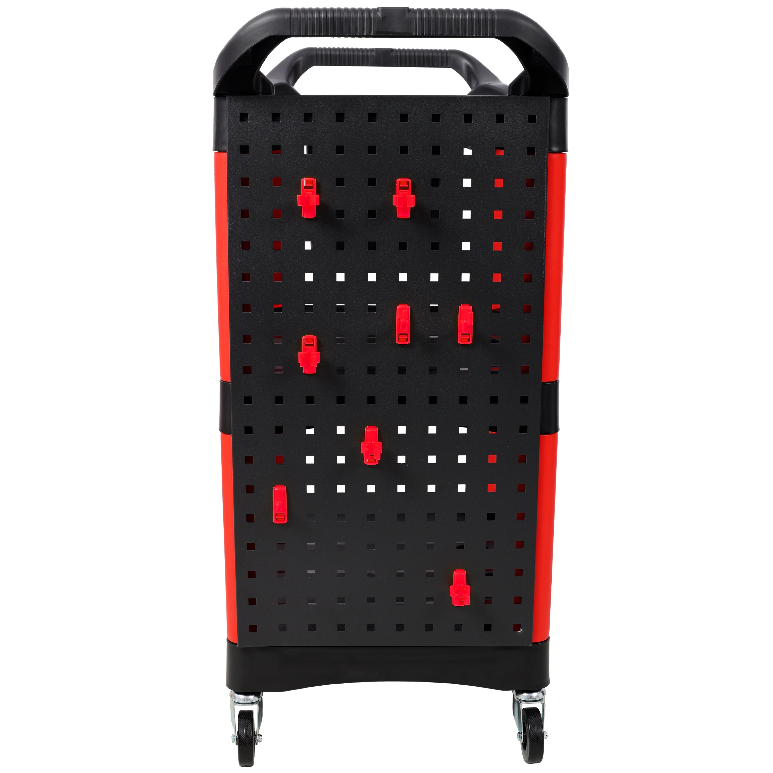 3 Tier Rolling Auto Detail Cart With Wheels,With Bucket & Panel & Hook,for Detailers Garage, Workshop, Repair Shop, Storage Tool,Red&Black