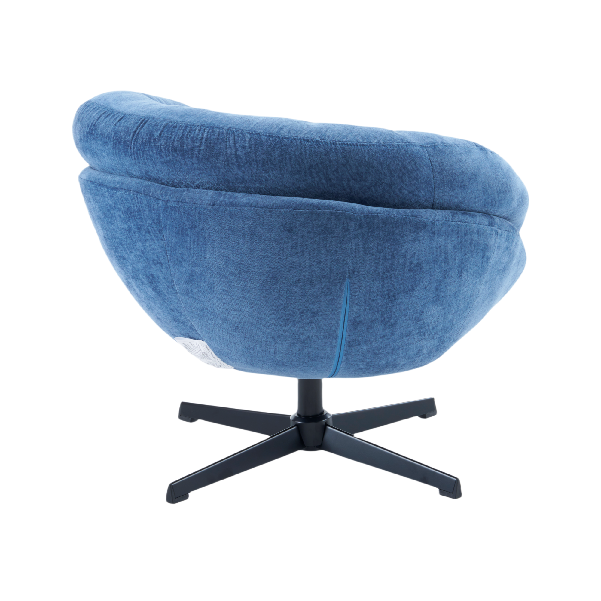 Modern Chenille Office Chair, 360° Swivel Accent Chair with Removable Cushion, Round Office Chair, Black Metal Base, Cotton Material, Living Room, Bedroom, Reading Corner, Office (Navy Blue)