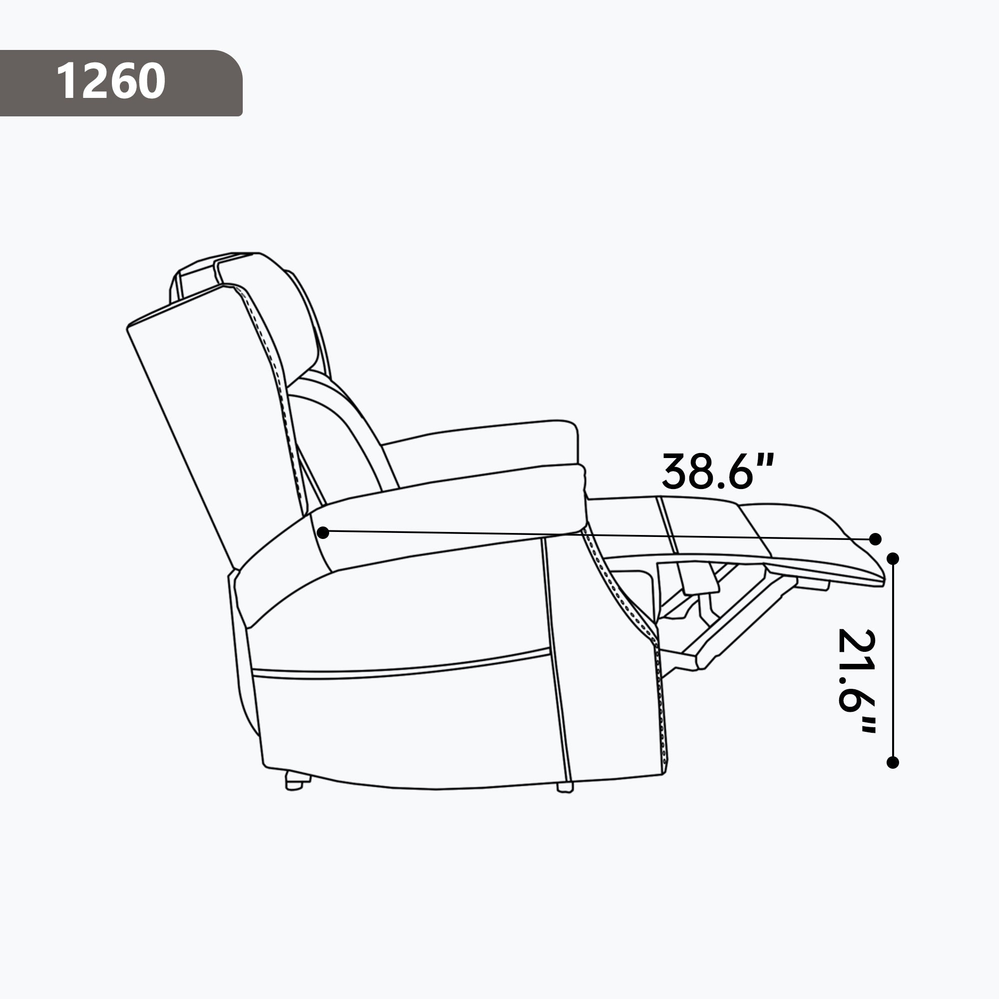 Grey Manual Recliner Chair in Faux Leather for Living Room with Heavy Duty Motion Mechanism, 8 vibrating nodes and 3 massage modes.