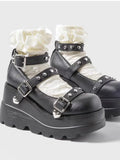 Platform Mary Jane Shoes with Triple Buckle Straps