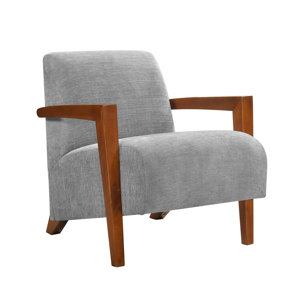 Ultra-Modern Accent Chair Gray Fabric Foam Seat Cushion Solid Wood Luxury Living Room Furniture 1pc