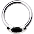 Silver 925 Jet Black Crystal Closure Ring