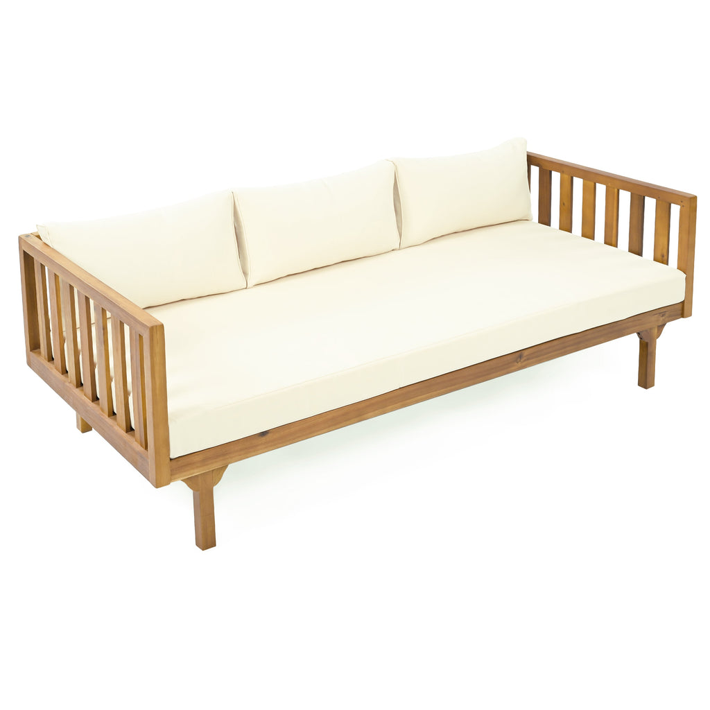 PATIO FURNITRE SETS : CLAREMONT 3 SEATER DAYBED + ACACIA WOOD TABLE