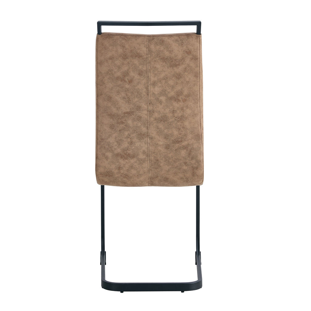 Modern Dining Chairs, Technology cloth High Back Upholstered Side Chair with C-shaped Tube Black Metal Legs for Dining Room Kitchen Vanity  Club Guest Office chair (Set of 4)Brown 1162