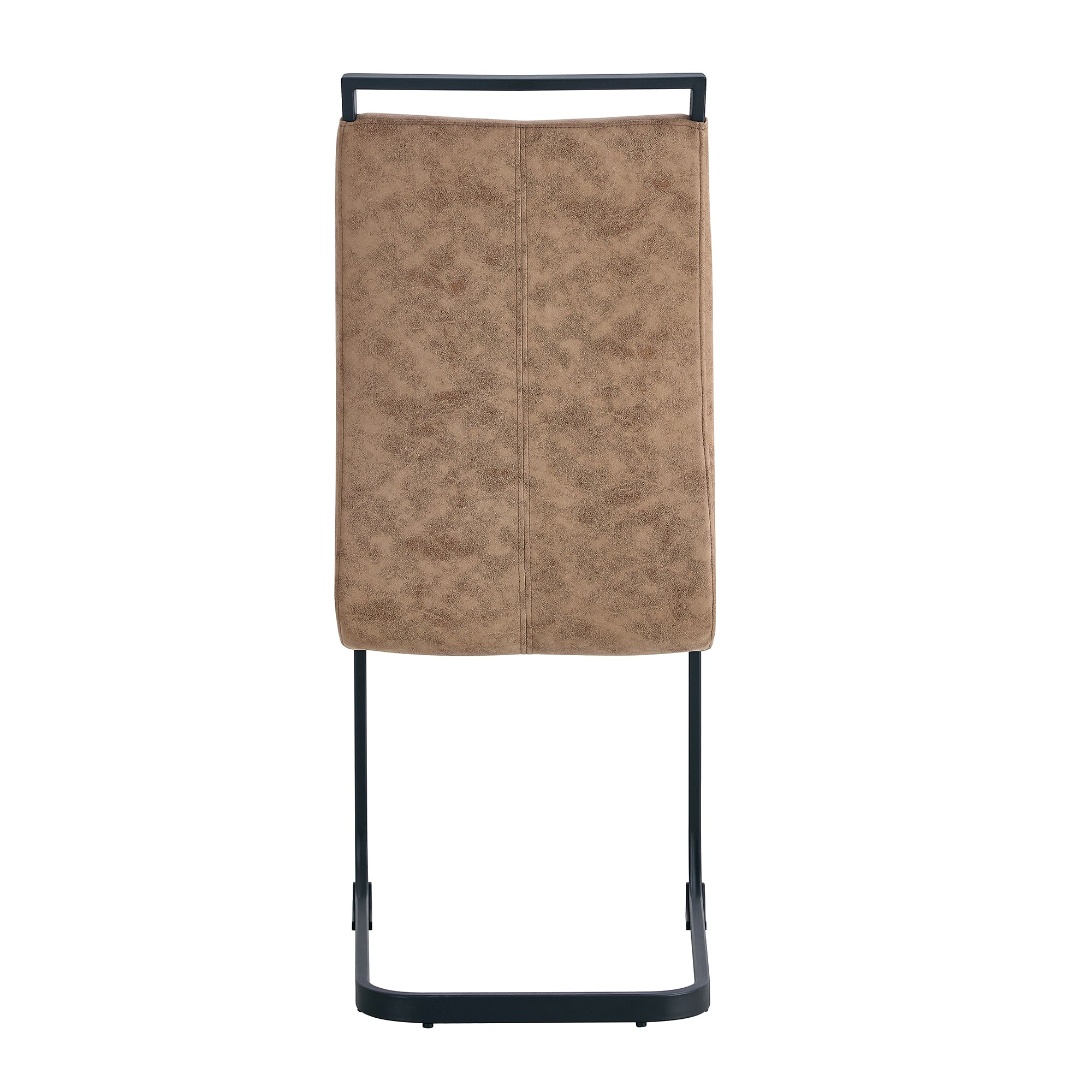 Modern Dining Chairs, Technology cloth High Back Upholstered Side Chair with C-shaped Tube Black Metal Legs for Dining Room Kitchen Vanity  Club Guest Office chair (Set of 4)Brown 1162