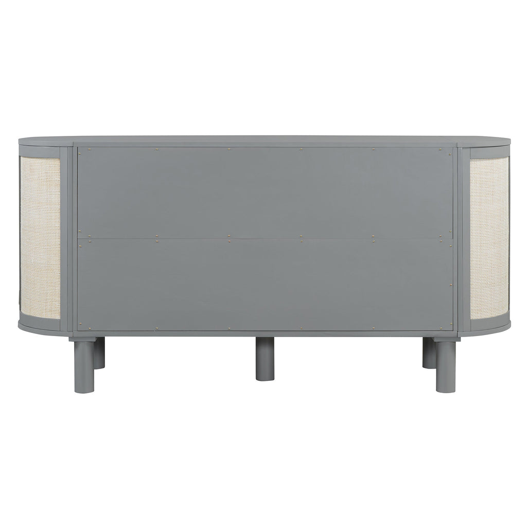 Queen Murphy Bed with Hidden Storage & Modern Woven Design,Gray