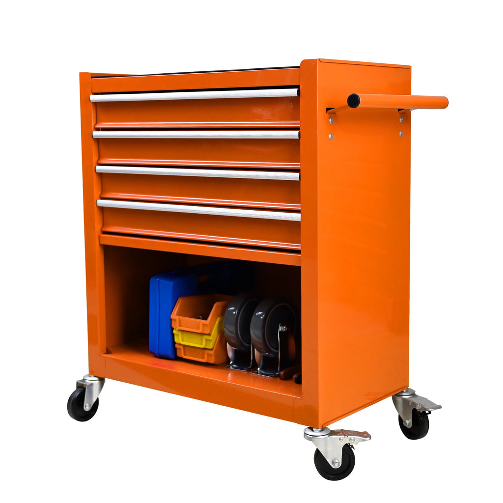 4 Drawers Multifunctional Tool Cart With Wheels-Orange