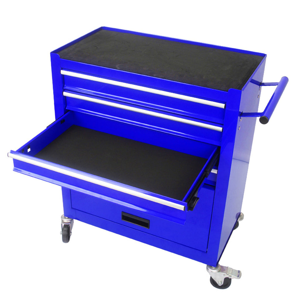 4 Drawers Multifunctional Tool Cart With Wheels-Blue