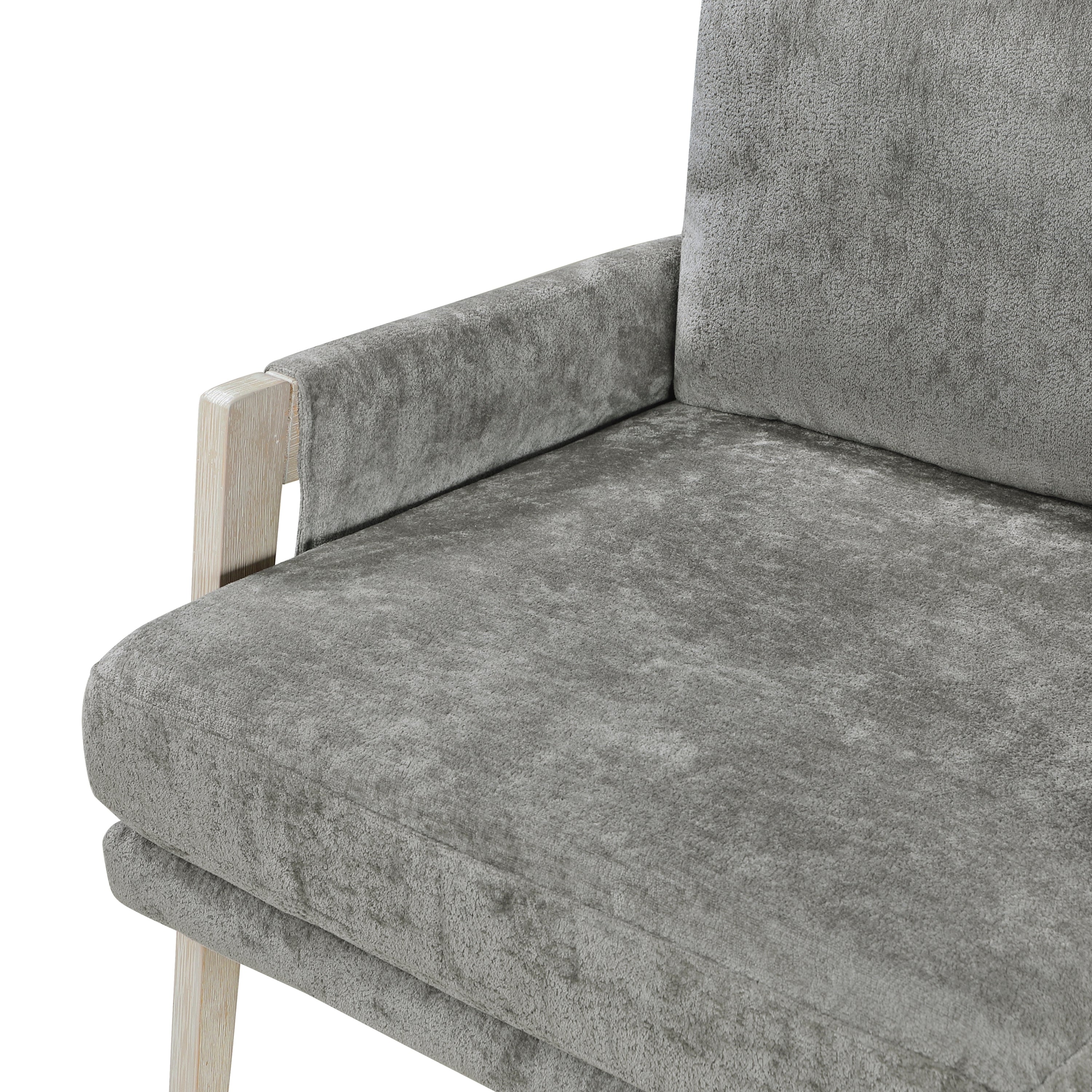 Modern Home Accent Chair Cushion Seat Back Chenille Fabric Upholstery Brownish Gray Solid Wood Furniture 1pc