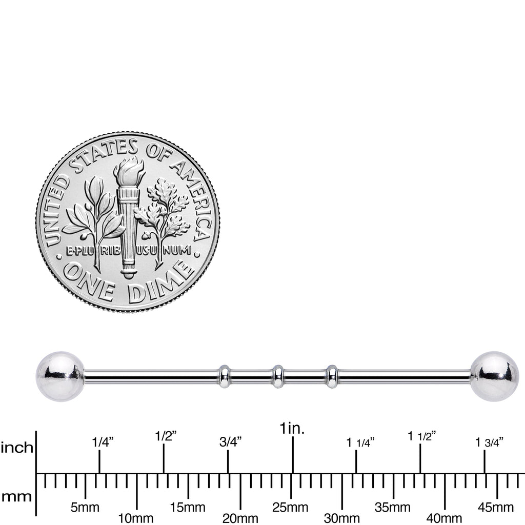 Surgical Steel Notched Industrial Barbell Earring