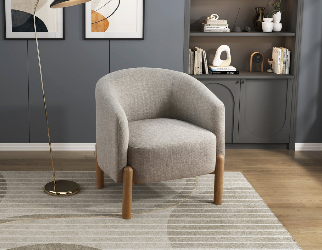 Style Comfort Accent Chair Taupe Upholstery Durable Frame Solid Wood Legs Contemporary Living Room Furniture 1pc