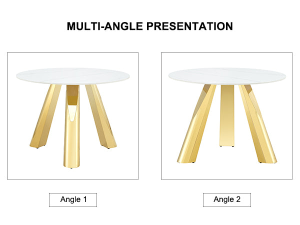 42' Luxury Sintered Stone Table: 0.45' Durable Top + 6' Steel Legs, 500lb Capacity, Stain/Heat-Resistant White/Gray Veined Surface - Modern Minimalist Design