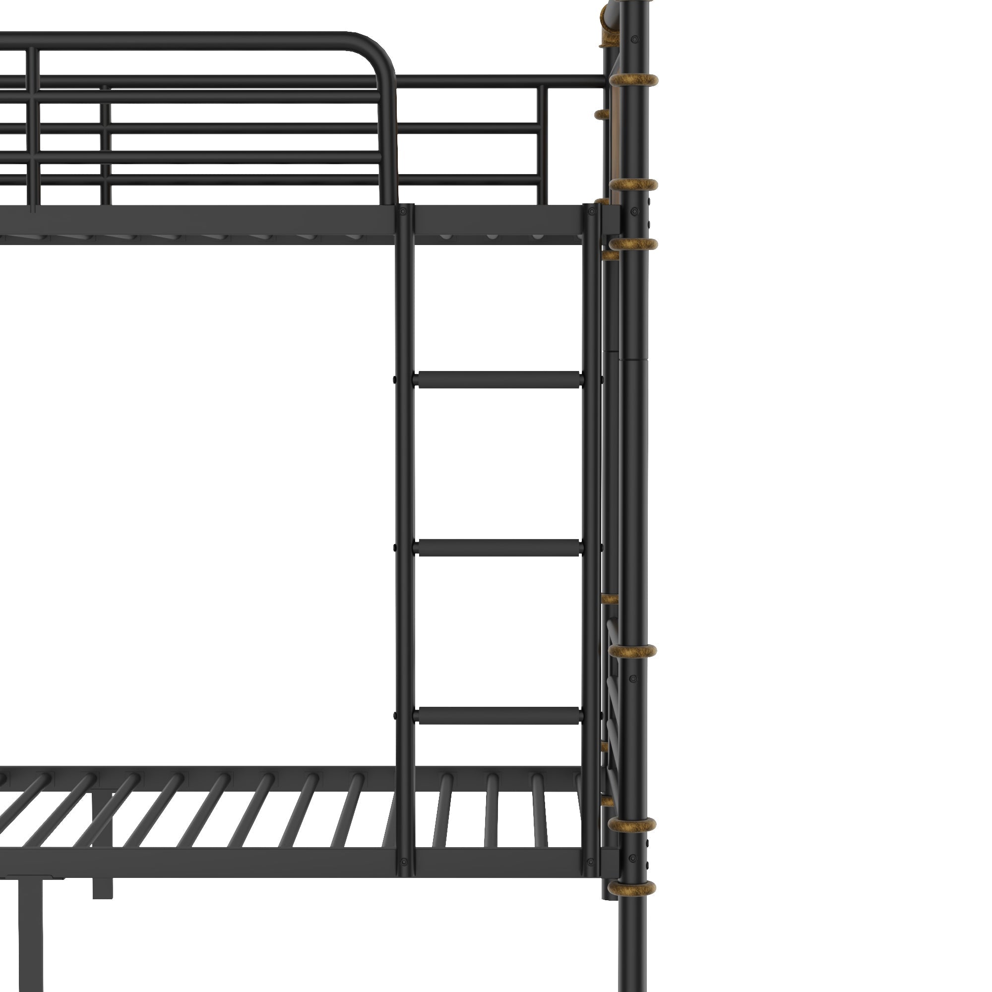 Quad Bunk Bed for 4 Kids, Heavy Duty Metal Twin Bunk Bed Frame, Detachable Triple Bunk Bed, Can Be Divided Into 3 Twin Beds, Black (Old SKU W2580S00015)