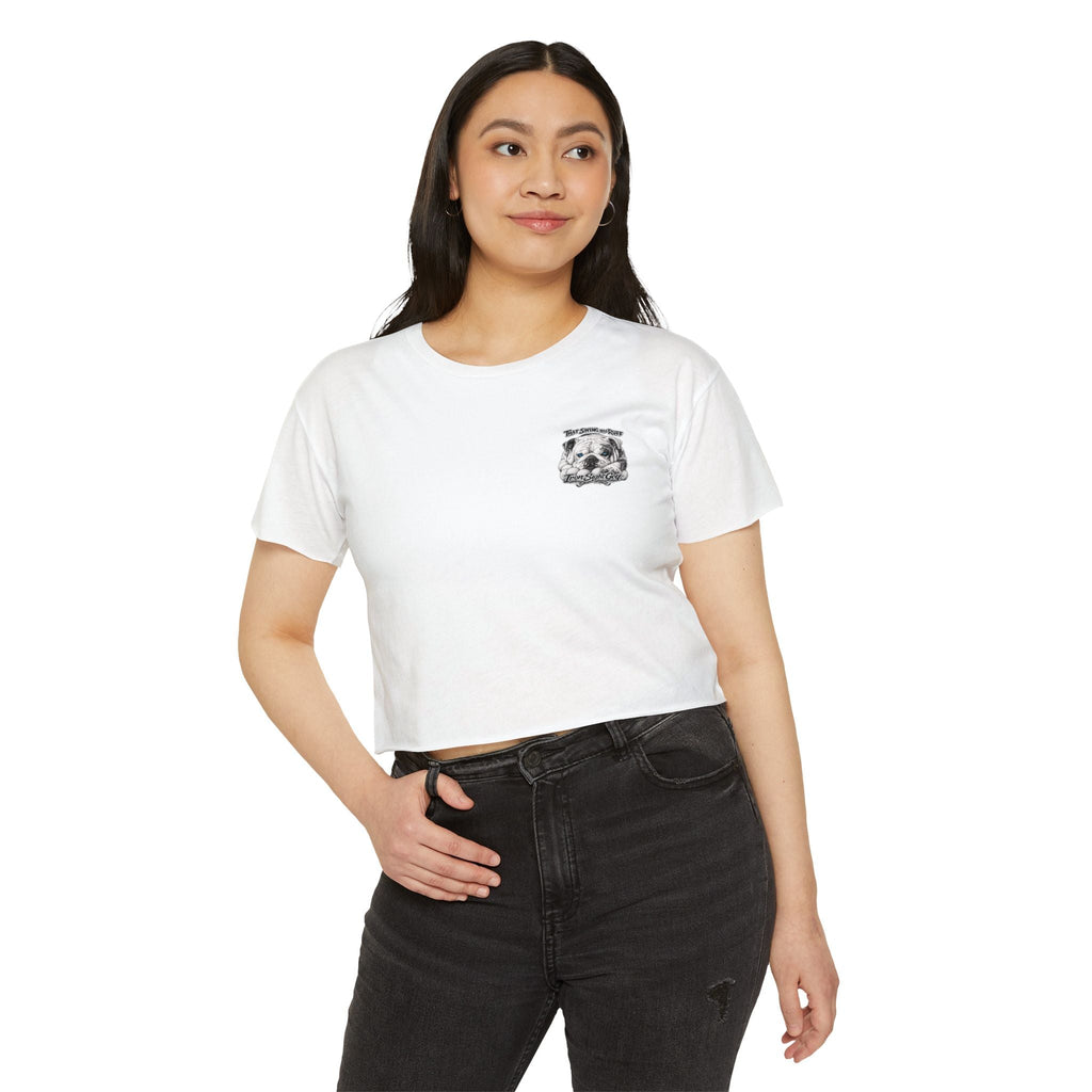 Bulldog Graphic Crop Top — “That Swing Was Ruff” Iron Sight Golf