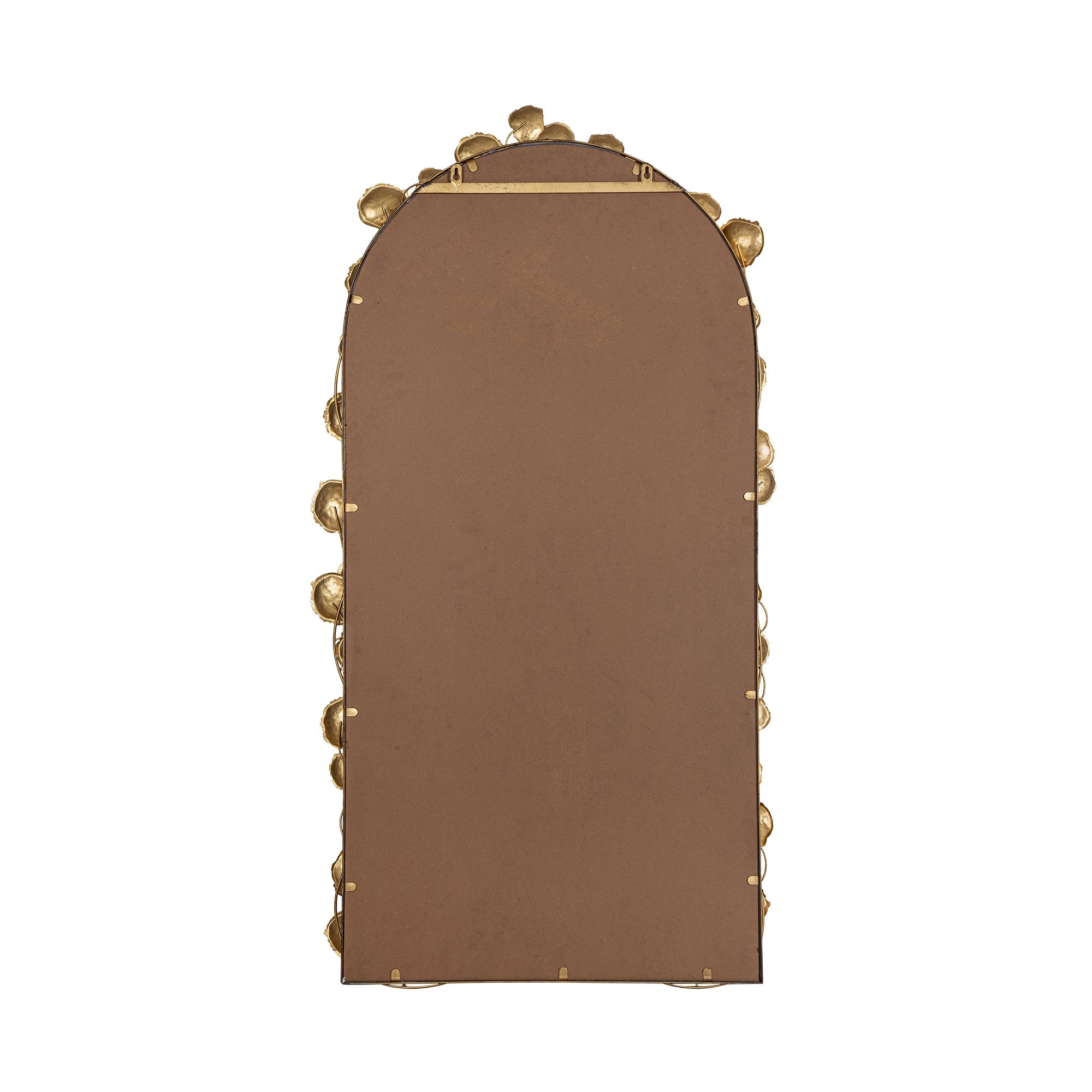 51.5" x 29" Full Length Arched Wall Mirror with Golden Leaf Accents, Decorative Mirror for Living Room Bedroom