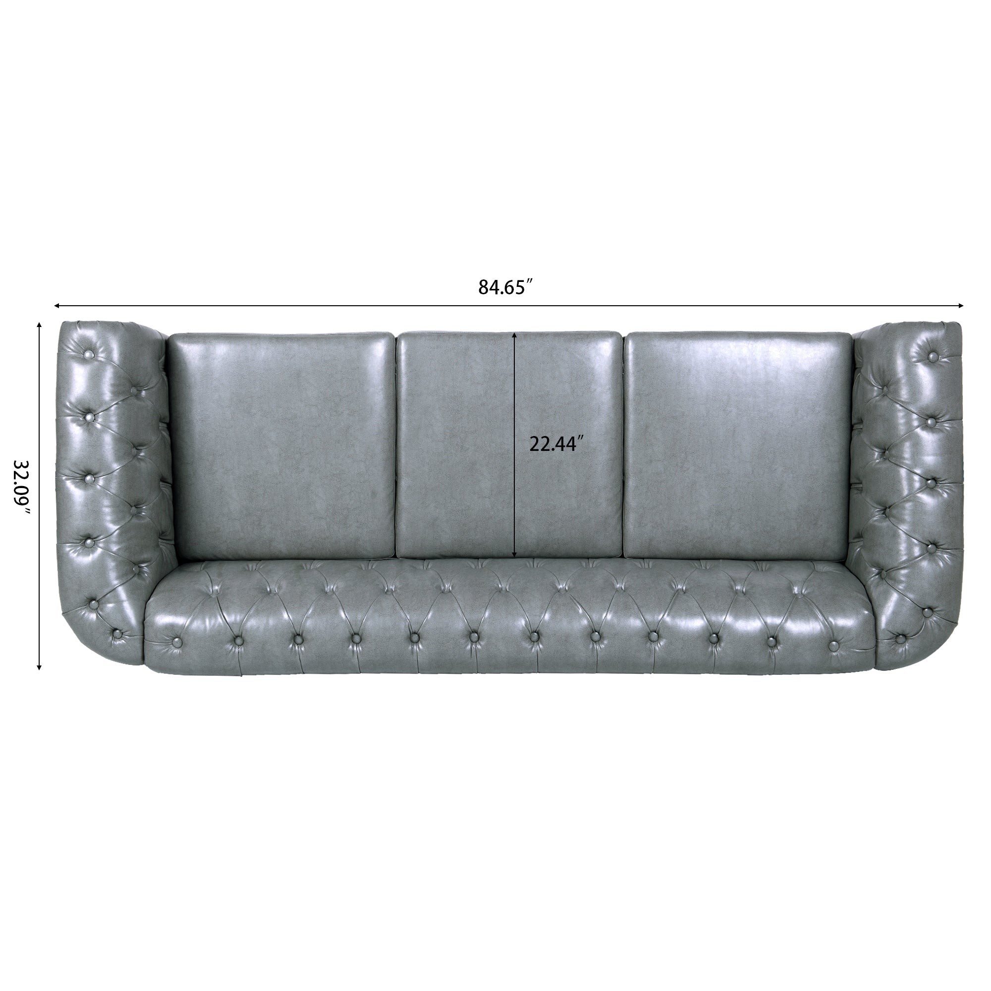 84.65' Rolled Arm Chesterfield 3 Seater Sofa.