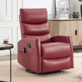 Heat Massage Manual Recliner Chair with Rocker and Swivel in Fabric for Living Room, Red