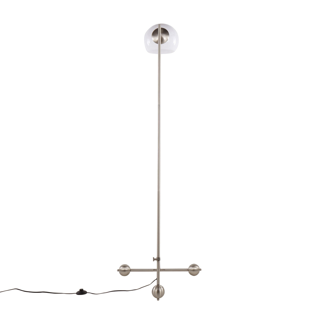 Eileen Contemporary Floor Lamp in Brushed Nickel with White Plastic Shade by LumiSource