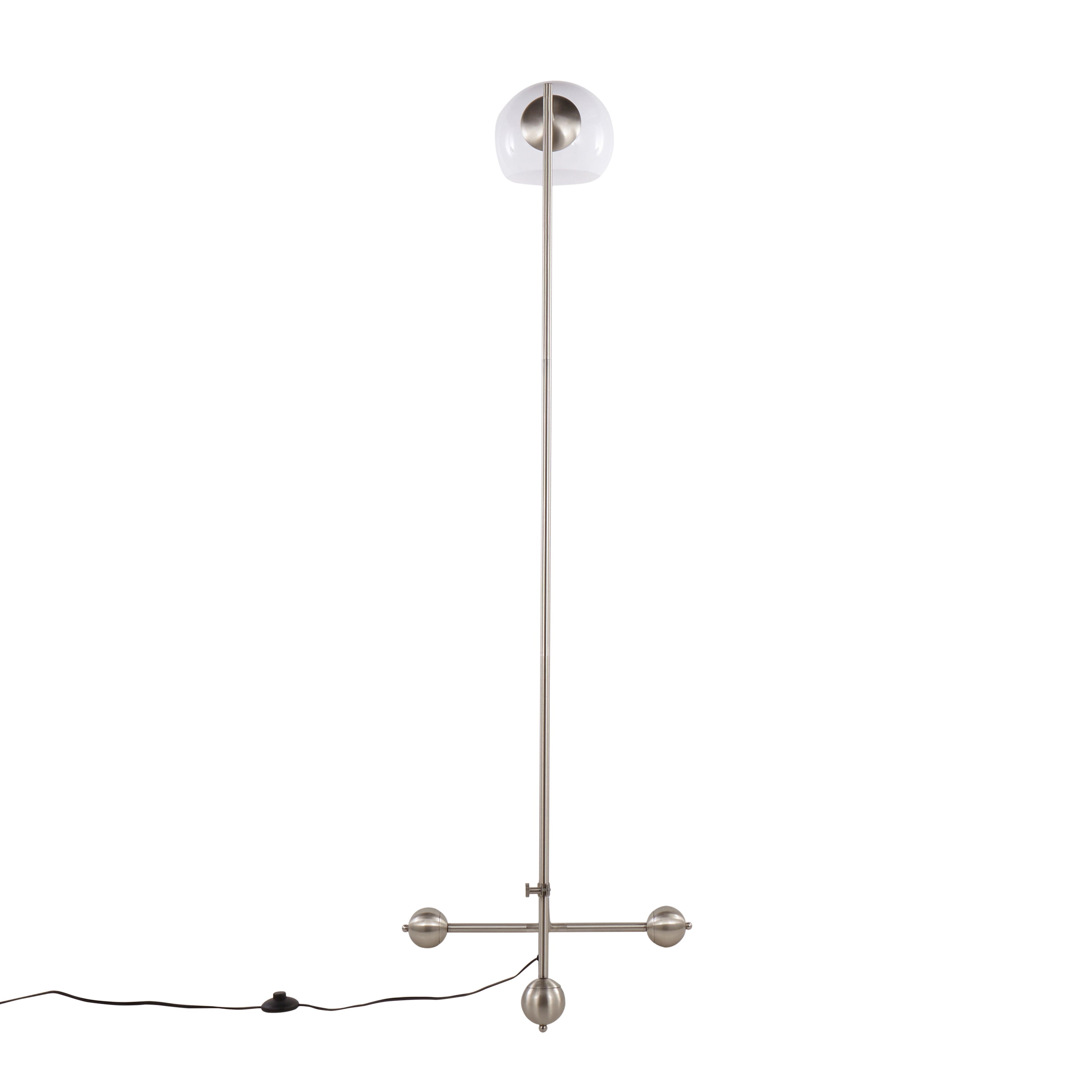 Eileen Contemporary Floor Lamp in Brushed Nickel with White Plastic Shade by LumiSource