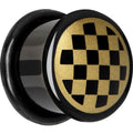 9/16 Anodized Titanium Gold Checker Board Plug