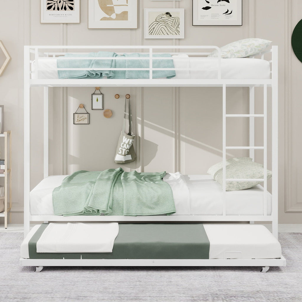 Durable Square Tube Iron Bunk Bed Featuring Safety Rails, Modern Minimalist Look, Ideal for Kids Room, Guest Room or Shared Space, Easy Assembly & Long - Lasting Performance-Full size: 137cm × 190cm