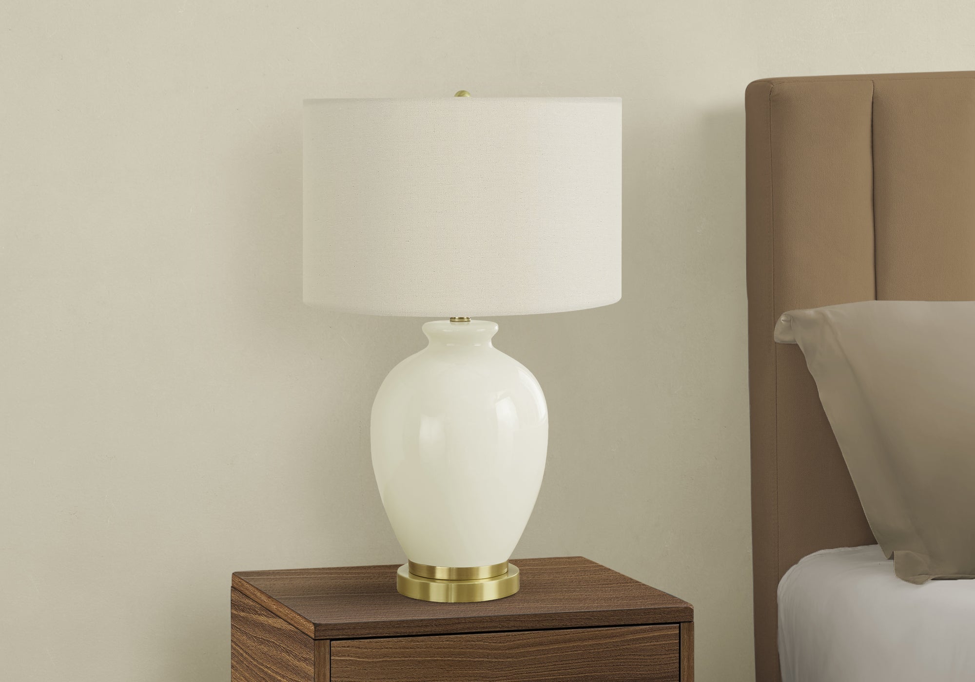 Lighting, 26'h, Table Lamp, Ivory / Cream Shade, Cream Ceramic, Transitional