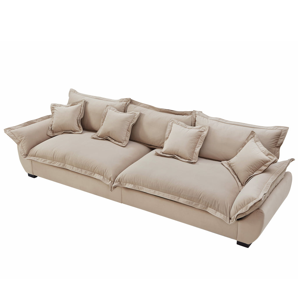 Modular Sectional Sofa, Sailing Design Sofa with Storage, Removable Backrest, Modern Deep Seat Sofa with Throw Pillows for Living Room Bedroom Apartment,Light Khaki