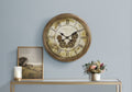 Clocks, 23' Round, Gear Mechanism, Wall Clock, Antique Brown, Transitional