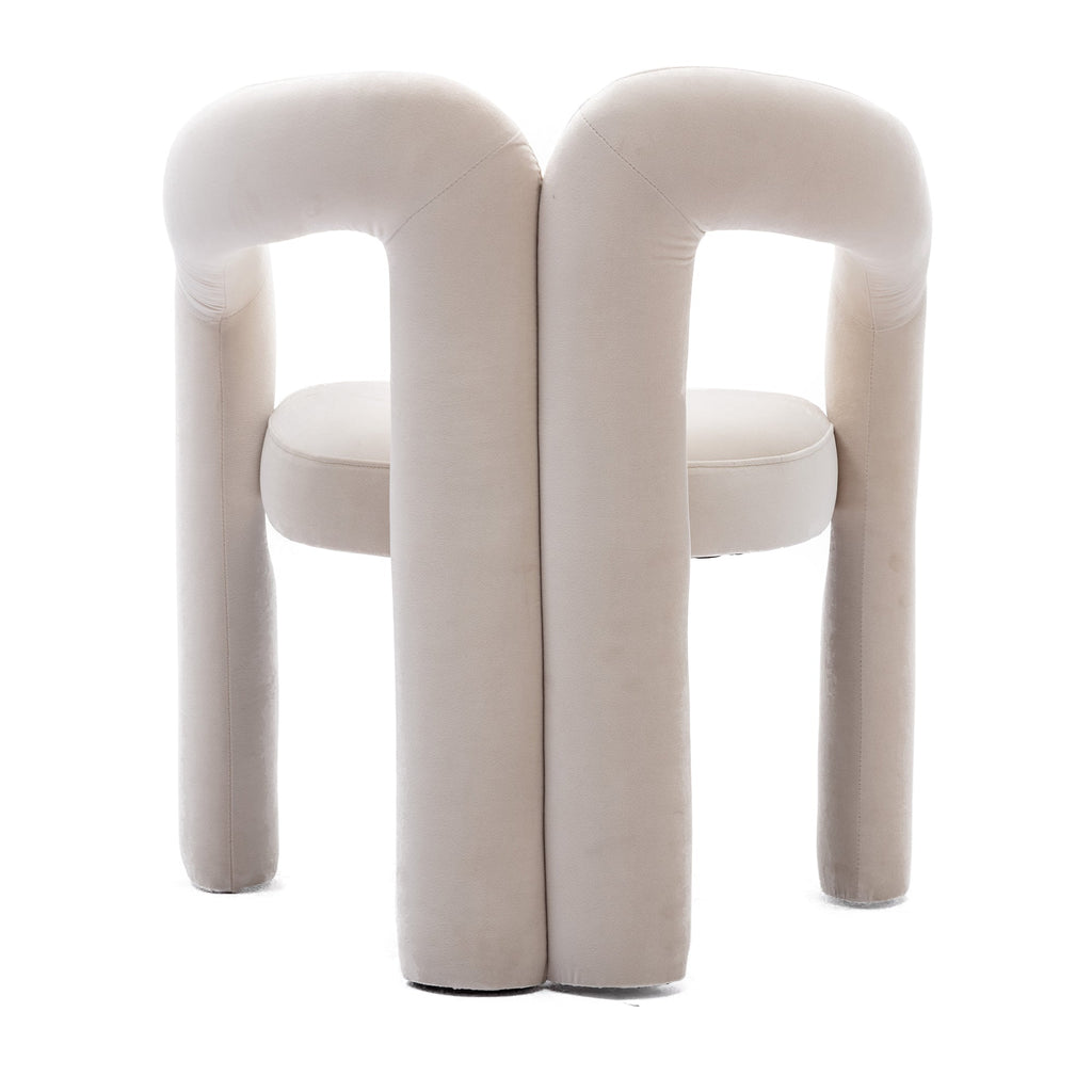 Contemporary Designed Velvet Fabric Upholstered Accent/Dining Chair /Barrel Side Chairs Kitchen Armchair for Living Room set of 2 (Beige Velvet)