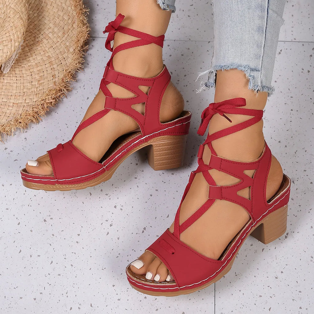 Lace-Up Block Heel Sandals
