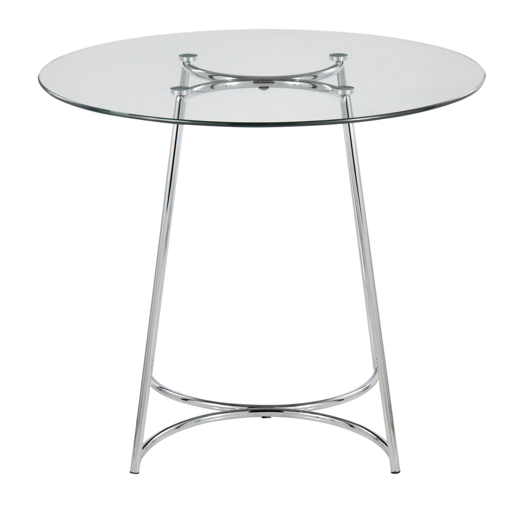 Cece Contemporary Dinette Table in Chrome with Clear Glass Top by LumiSource