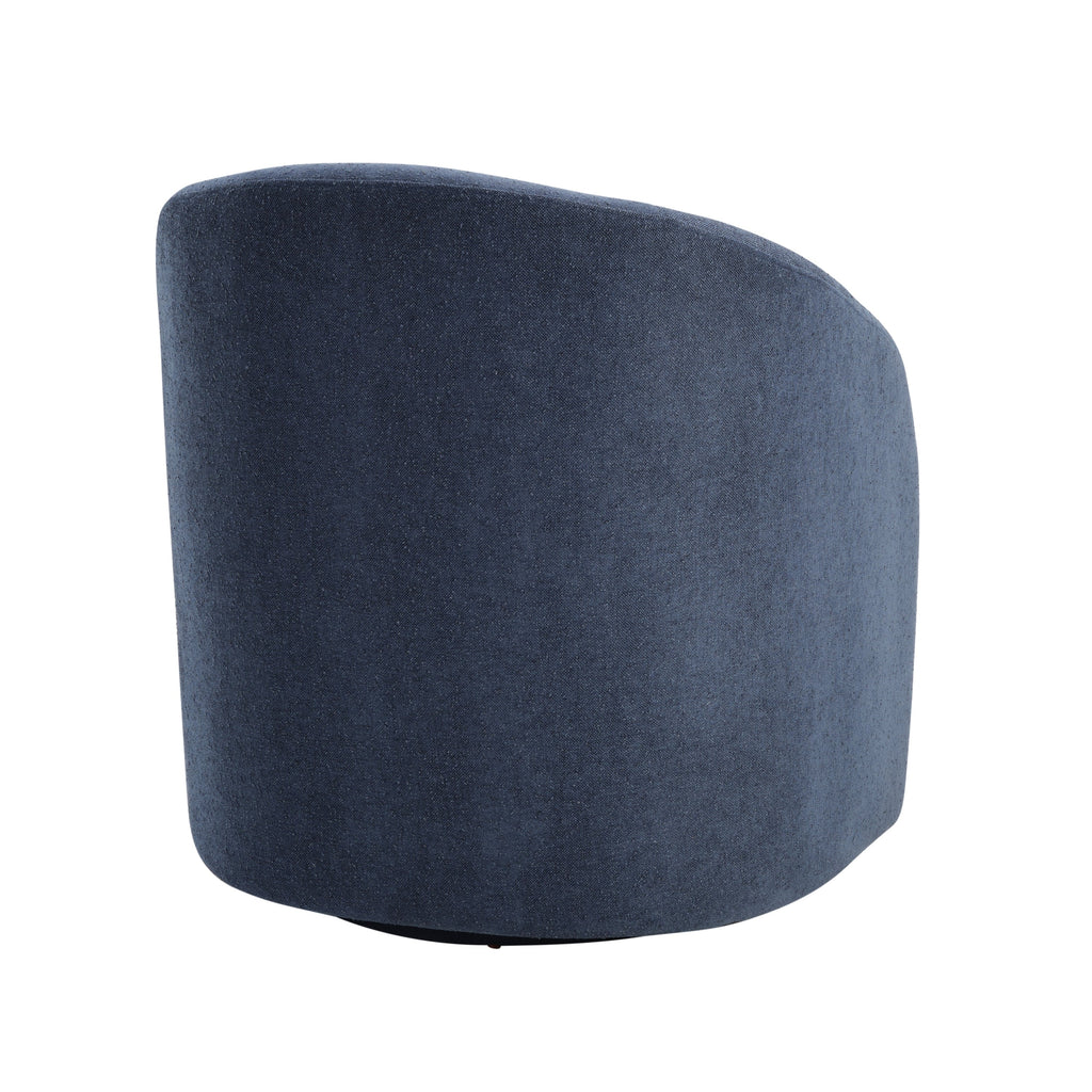 Blue Boucle Swivel Barrel Chair 1pc Solid Wood Durable Contemporary Living Room Furniture Luxurious Accent Seating