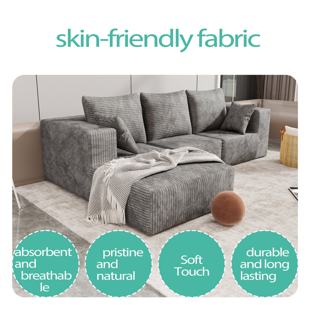 Corner combination sofa, sectional sofa ,couch sofa,sofa bed, made of high-density sponge and soft plush fabric, with multiple combinations available(gray)