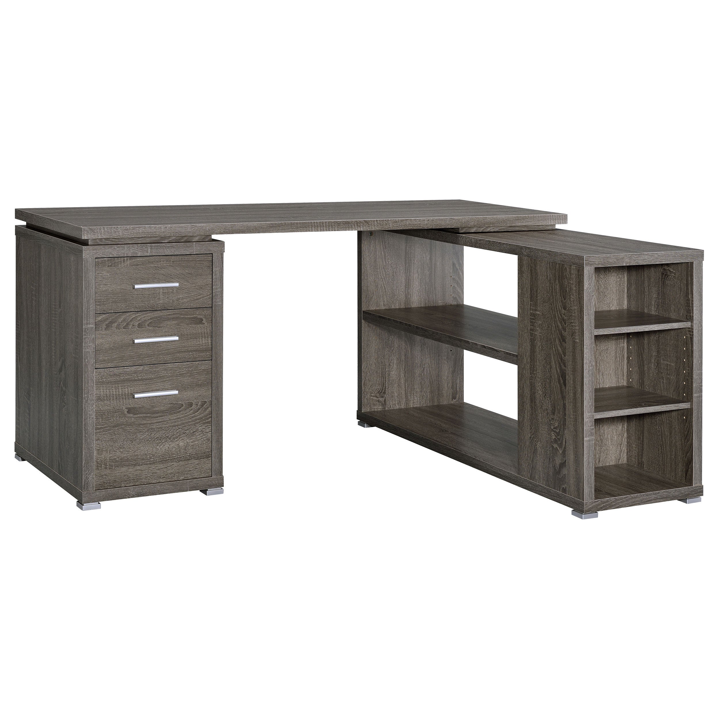 Tona Weathered Grey 3-Drawer L-shape Desk