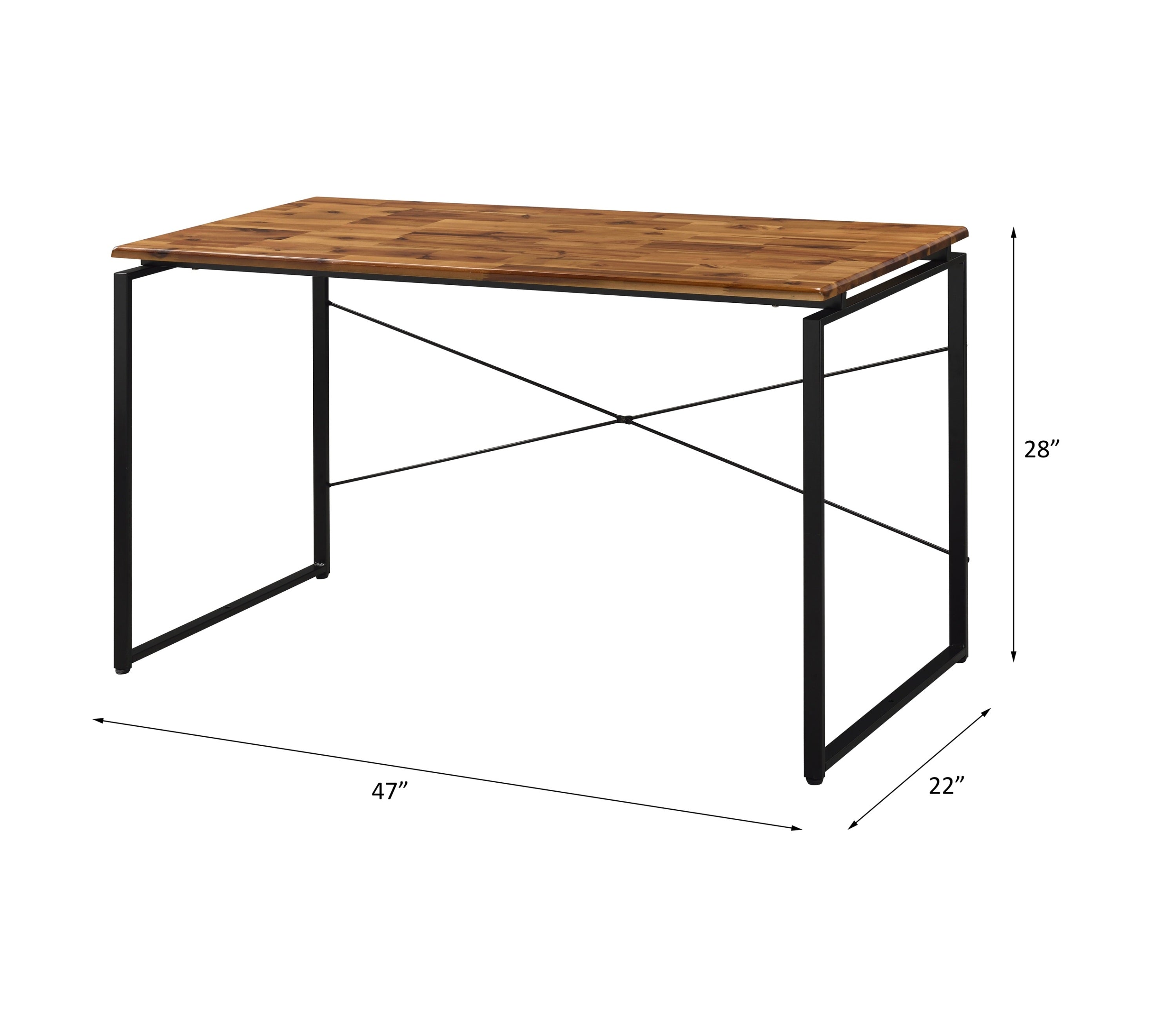 Metal Frame Writing Desk 1pc Wooden Home Office Furniture Oak and Black Finish Laptop Table