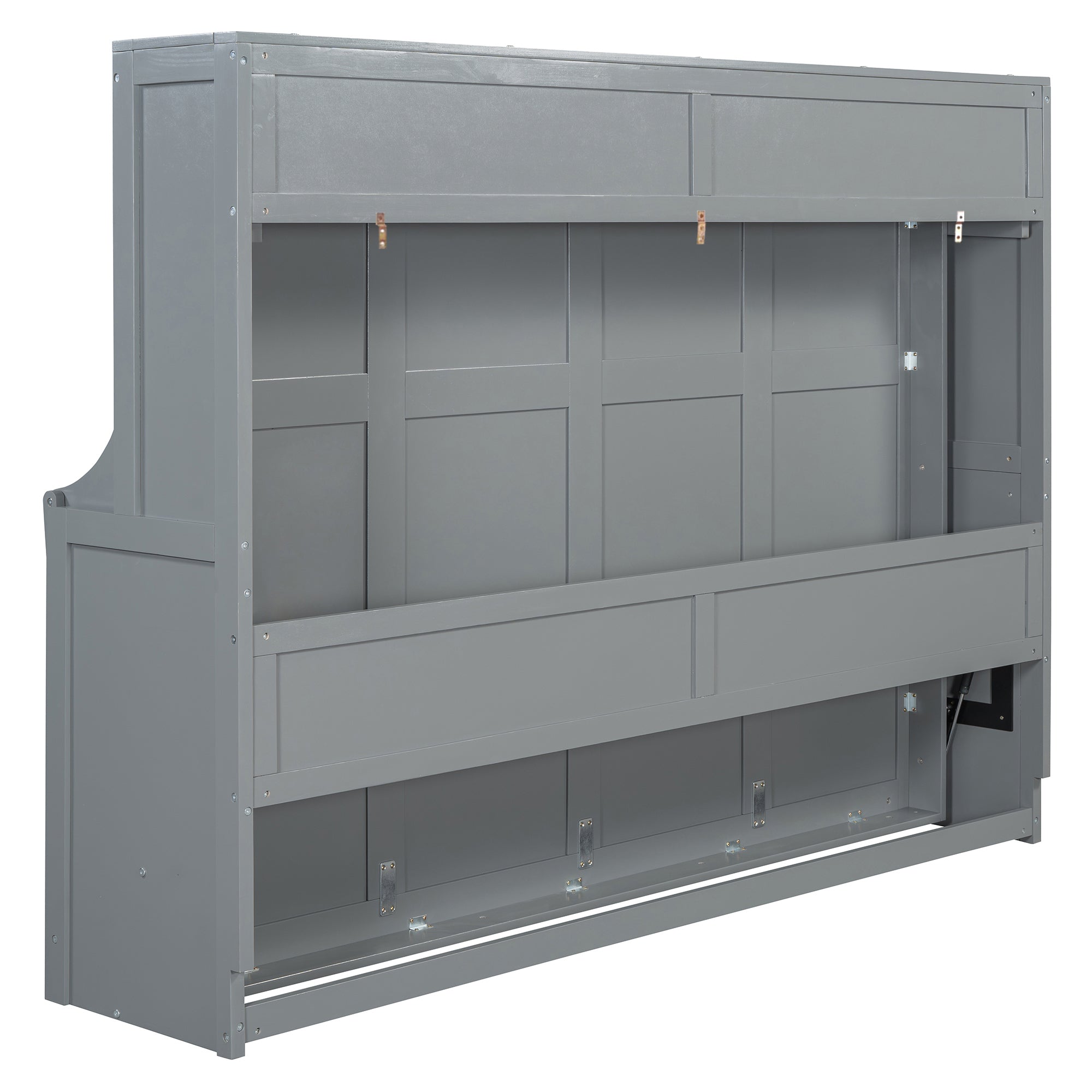 Queen Size Murphy Bed with Hydraulic Lift & Desk Design, Gray(OLD SKU: N820S00033E)