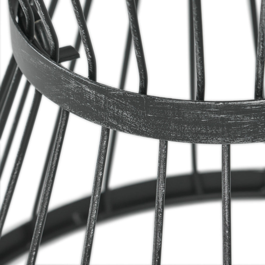 LASSEN Modern Outdoor Side Table with Hourglass Design in Matte Black Iron, 16.25 x 16.25 x 21 inches