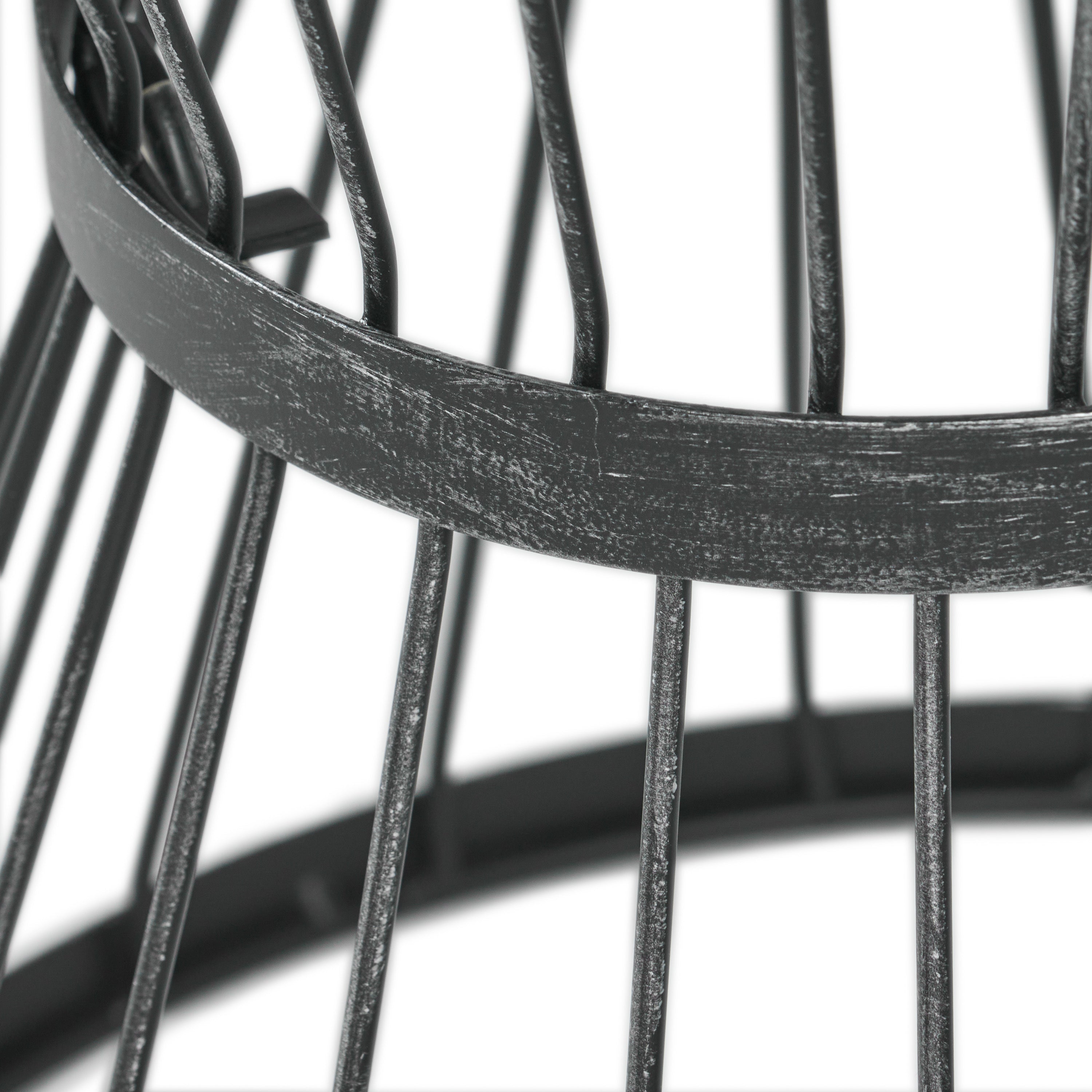 LASSEN Modern Outdoor Side Table with Hourglass Design in Matte Black Iron, 16.25 x 16.25 x 21 inches