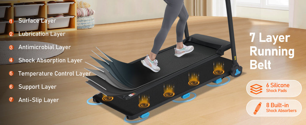 Folding Treadmills for Home Small, 3.0HP Portable Treadmill with 8% Incline,10MPH Walking Pad with Incline, 300 LBS Walking Pad Treadmills with Bluetooth, Heart Rate Sensors,Charge Station
