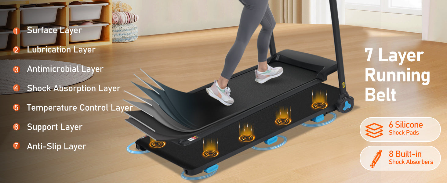 Folding Treadmills for Home Small, 3.0HP Portable Treadmill with 8% Incline,10MPH Walking Pad with Incline, 300 LBS Walking Pad Treadmills with Bluetooth, Heart Rate Sensors,Charge Station