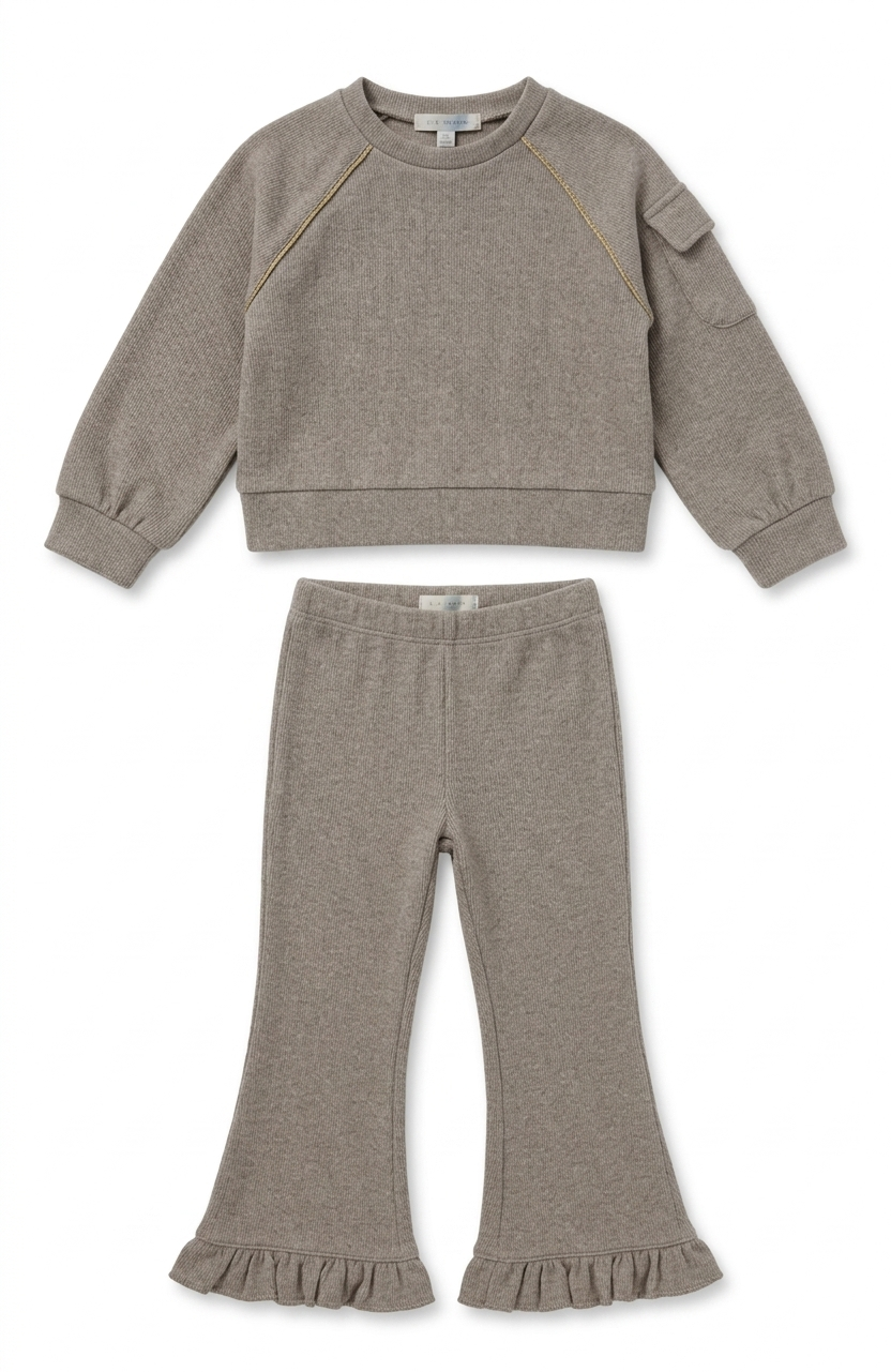 Zhoe & Tobiah girl knit naturale pants sweatshirt set