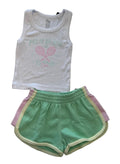 FBZ - White Palm Beach Tennis Club Tank Top & Green Shorts Set