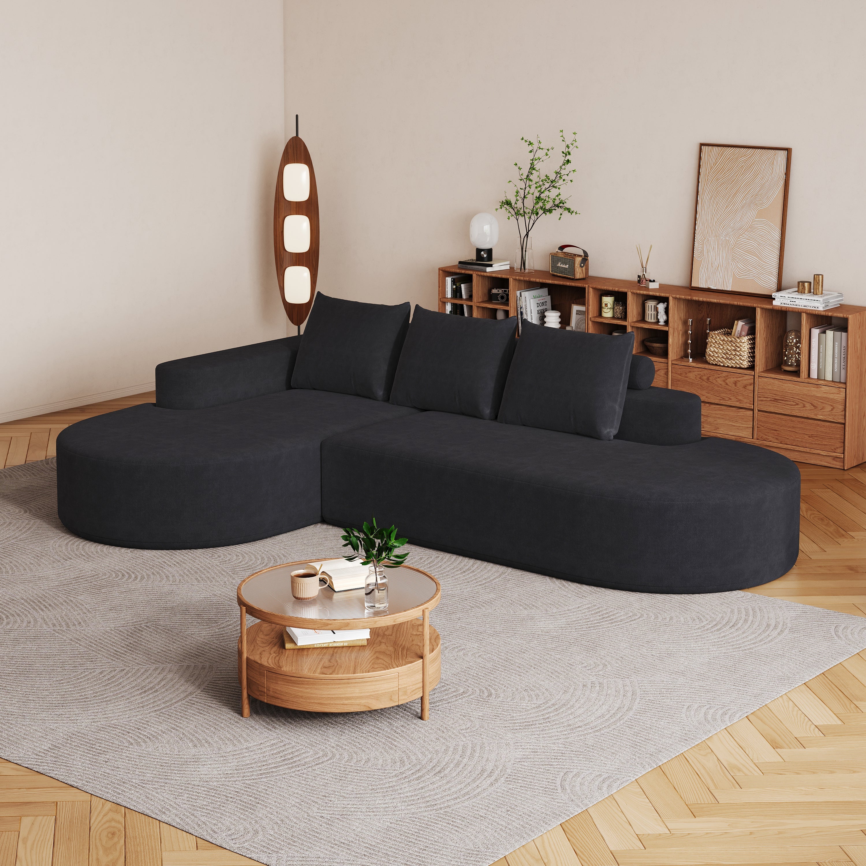 Modern Curved sofa ,Chenille Upholstered Sectional Sofa Couch Set,Modular 108.5' L Shaped Sectional Living Room Sofa Set With 3 Pillows,Free Combination Sofa Couch for Living Room,Bedroom